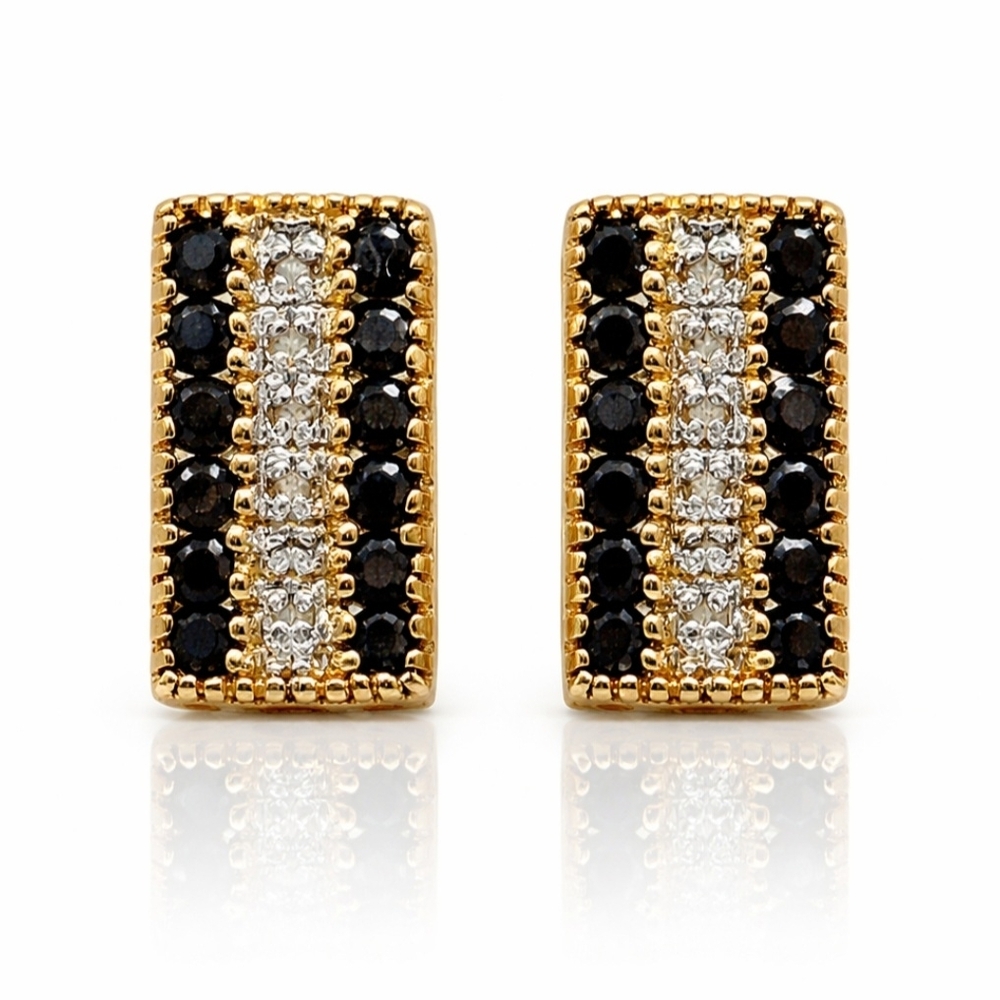 Sapphire & Diamond Earrings 18K Gold Over Sterling Silver
